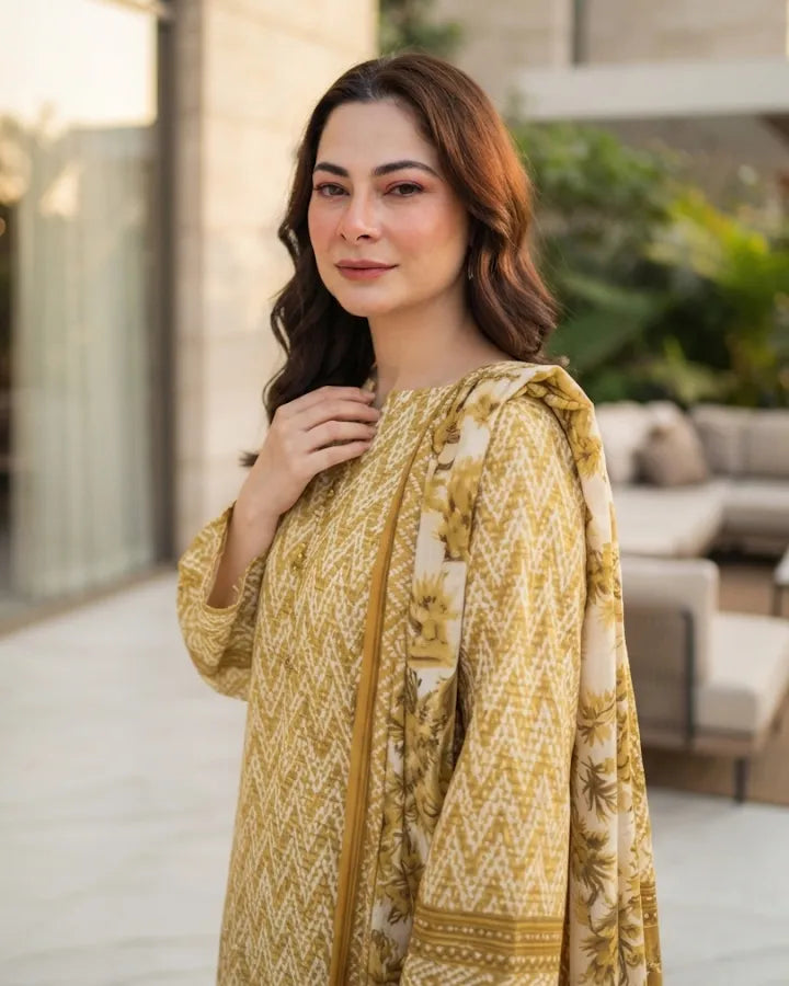 Mustard Chevron Lawn Suit