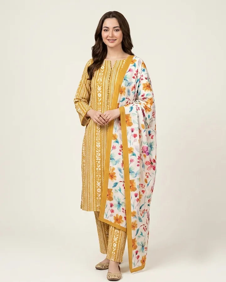 Golden Blossom Lawn Suit