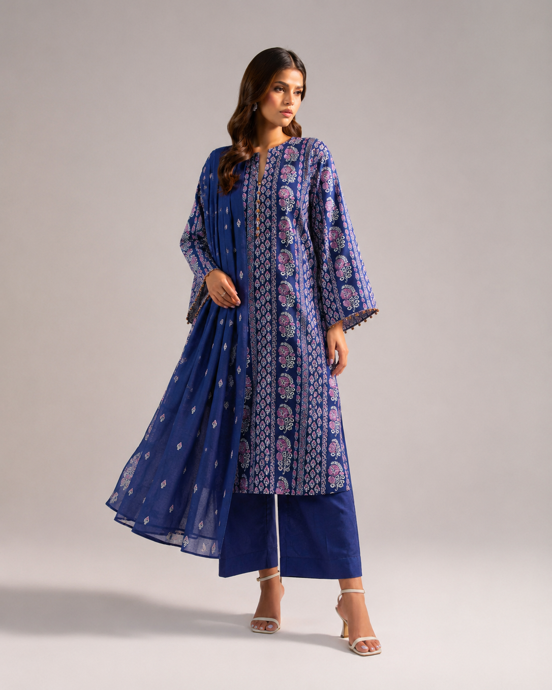 Khaadi Unstitched Summer Collection — Premium 3-Piece Printed Lawn & Voile Dupatta
