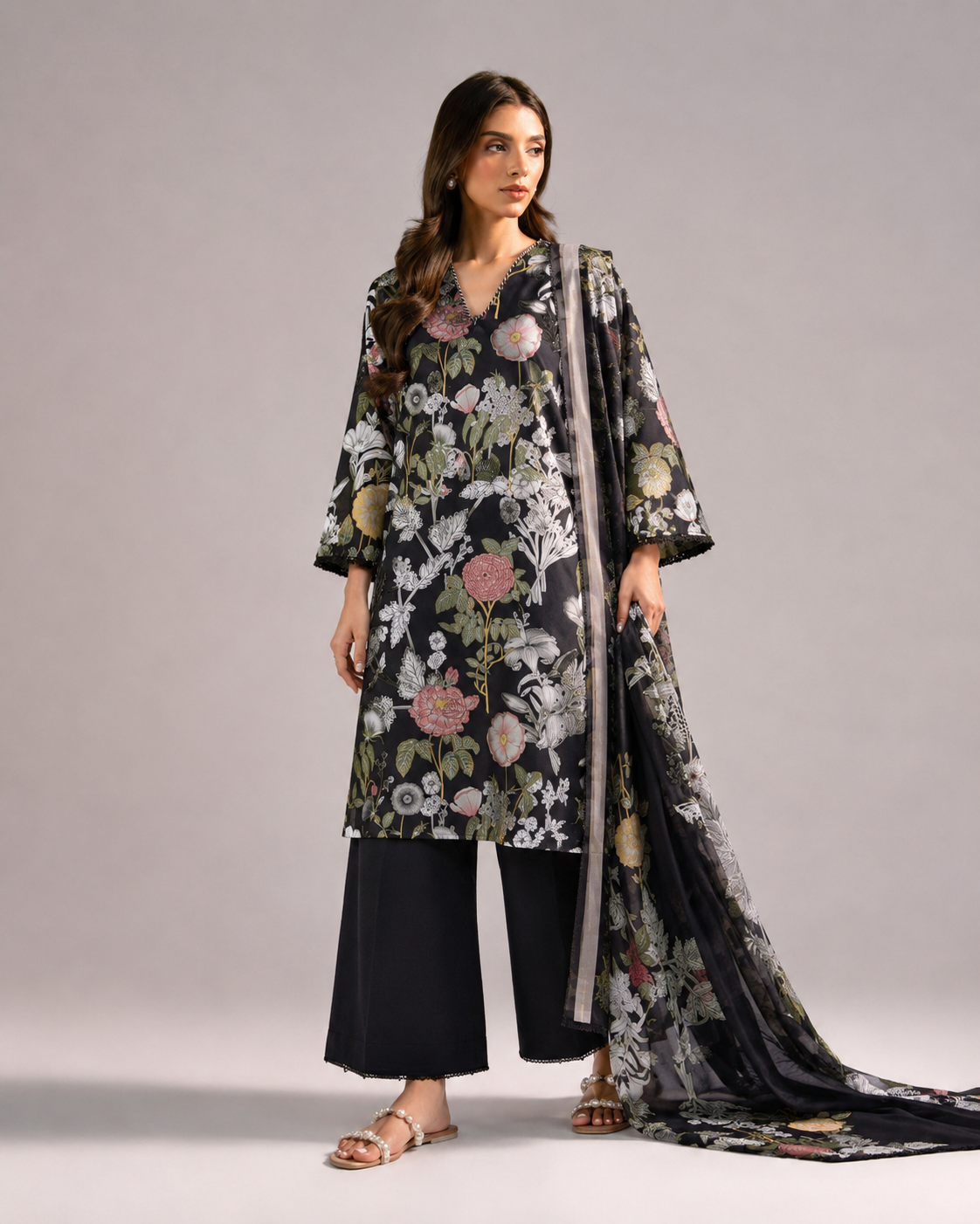 Khaadi Unstitched Summer Collection — Premium 3-Piece Printed Lawn & Voile Dupatta