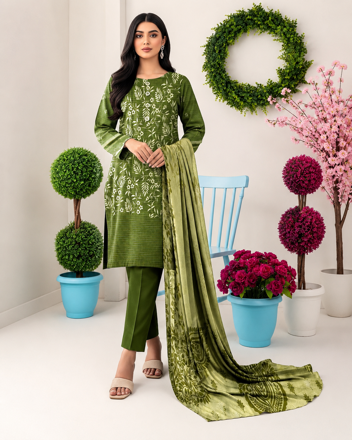 SAPPHIRE | Opulence Chamki Lawn – Premium 3-Piece