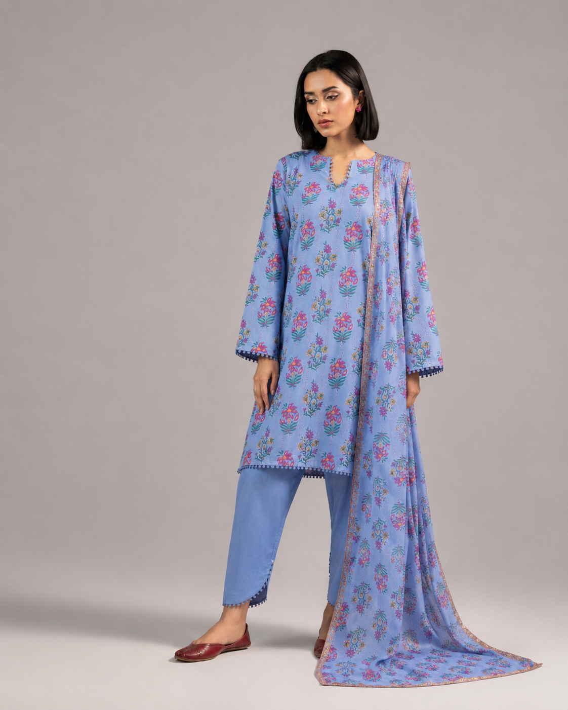 Khaadi Unstitched Summer Collection — Premium 3-Piece Printed Lawn & Voile Dupatta