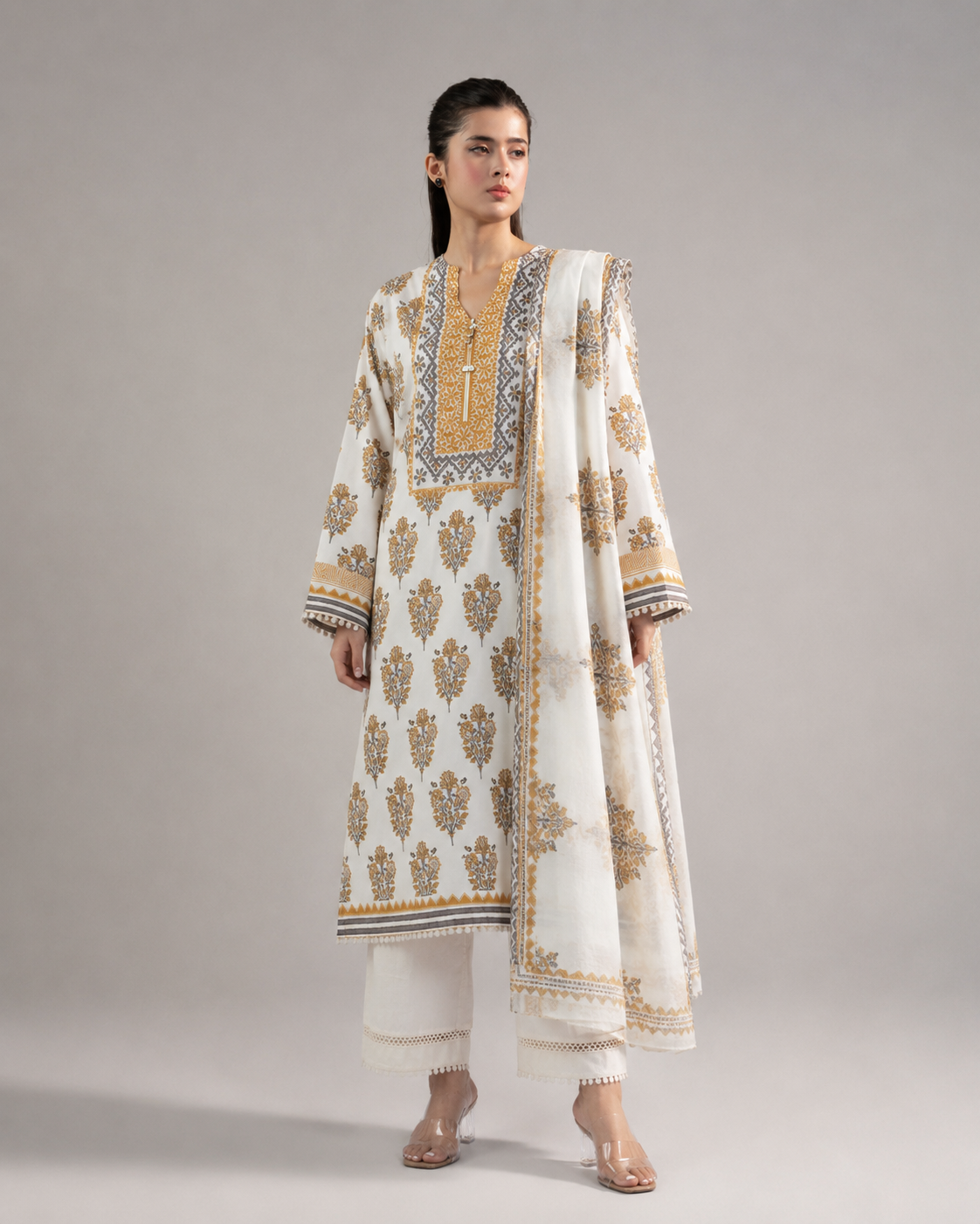 Khaadi Unstitched Summer Collection — Premium 3-Piece Printed Lawn & Voile Dupatta