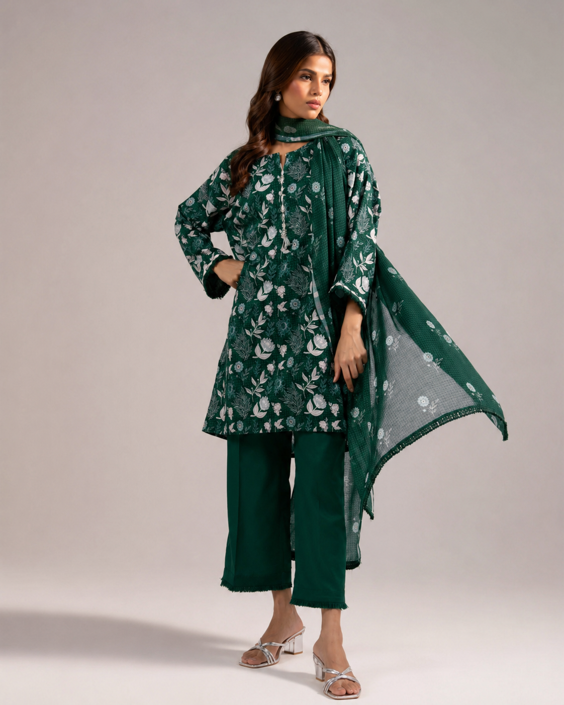 Khaadi Unstitched Summer Collection — Premium 3-Piece Printed Lawn & Voile Dupatta