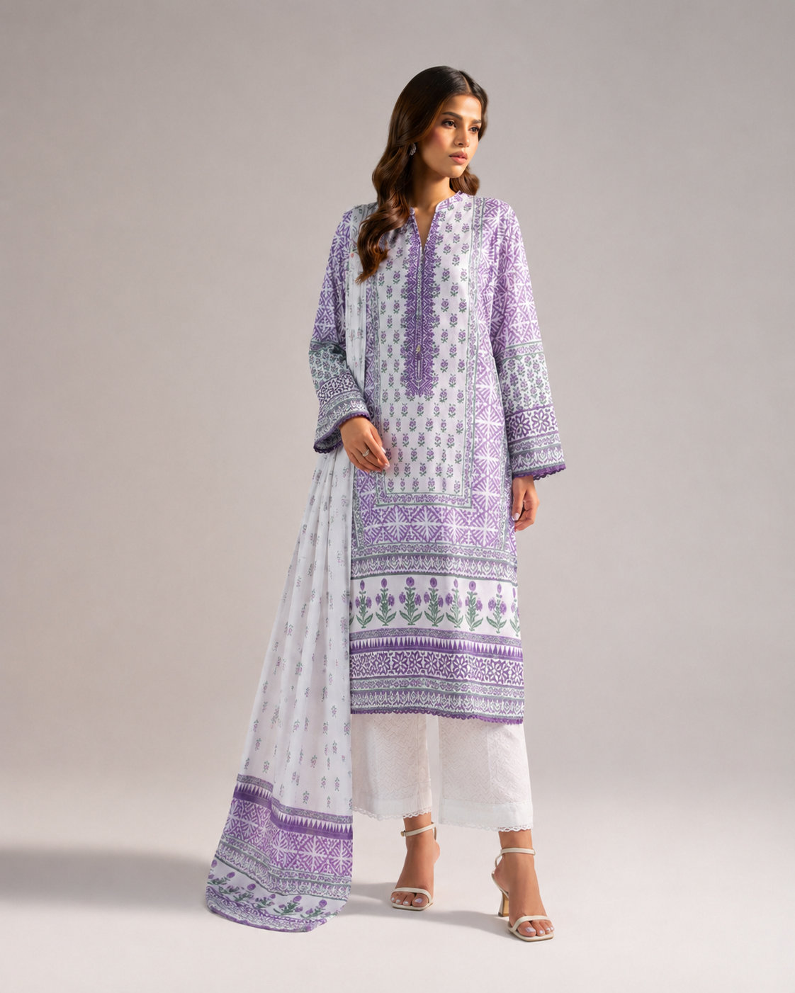 Khaadi Unstitched Summer Collection — Premium 3-Piece Printed Lawn & Voile Dupatta