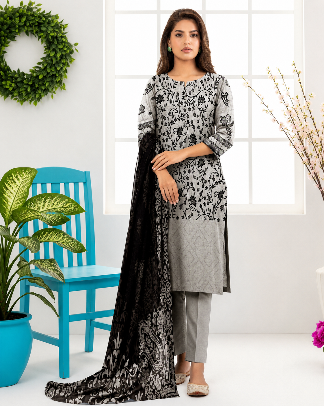 SAPPHIRE | Opulence Chamki Lawn – Premium 3-Piece