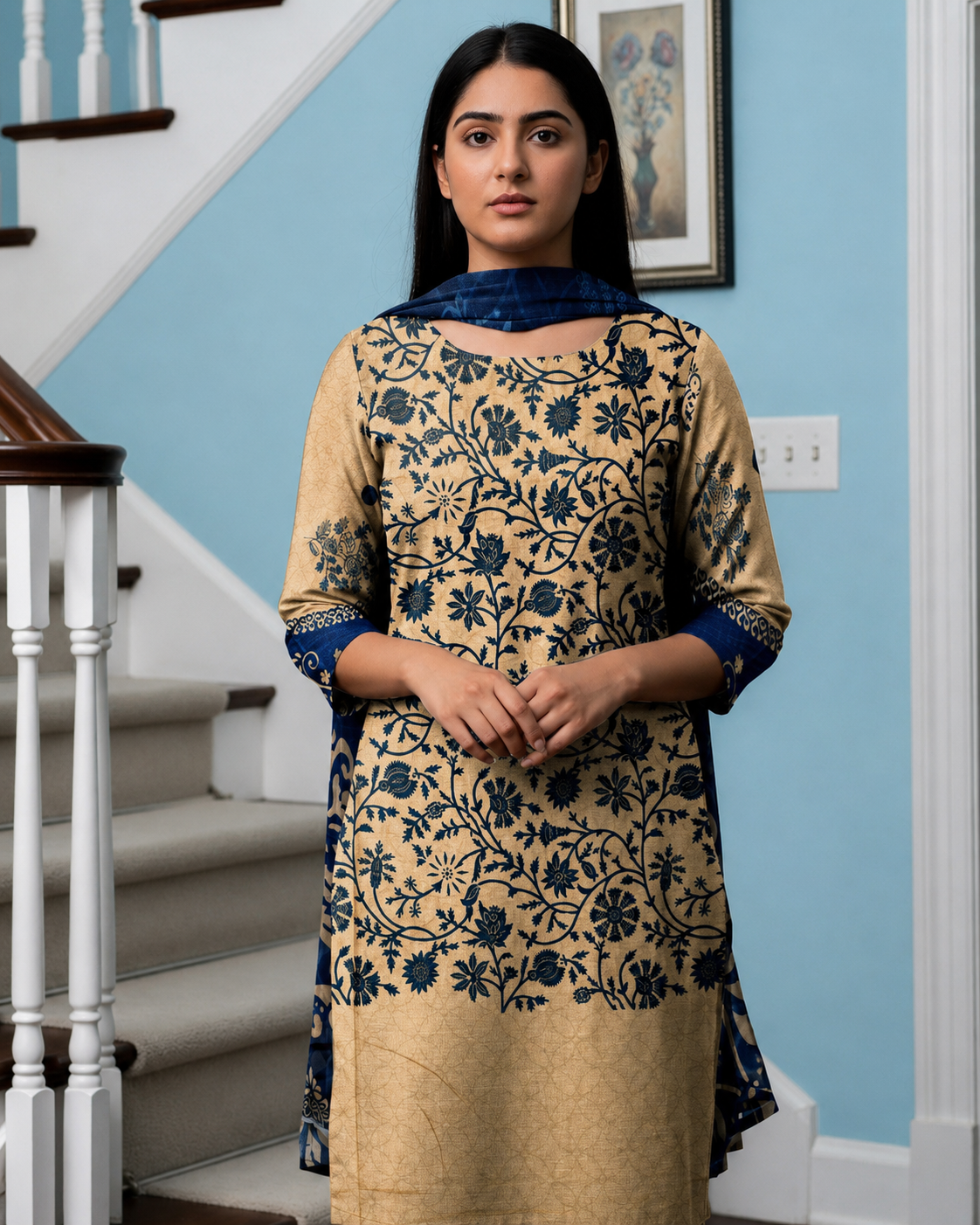 SAPPHIRE | Opulence Chamki Lawn – Premium 3-Piece