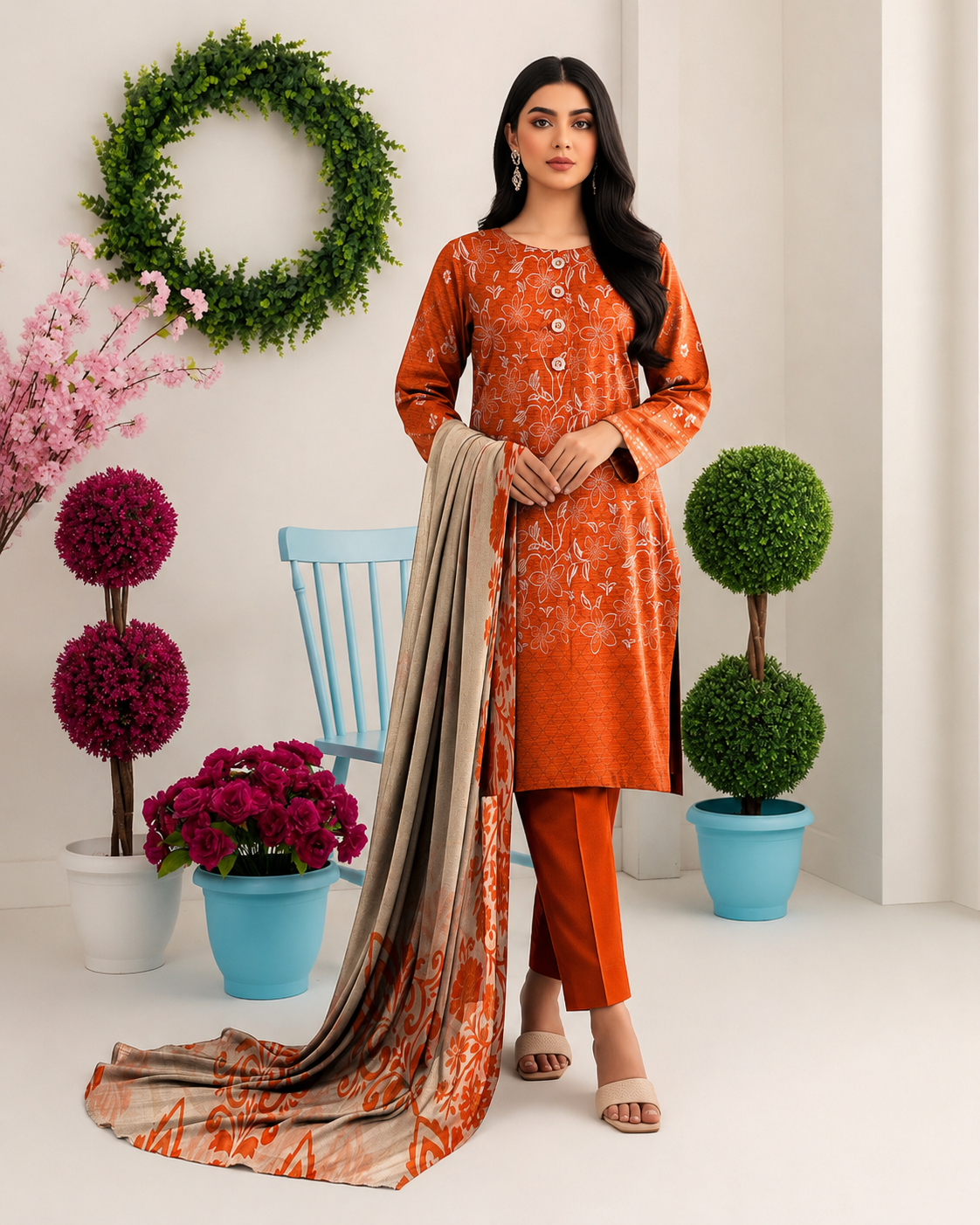 SAPPHIRE | Opulence Chamki Lawn – Premium 3-Piece