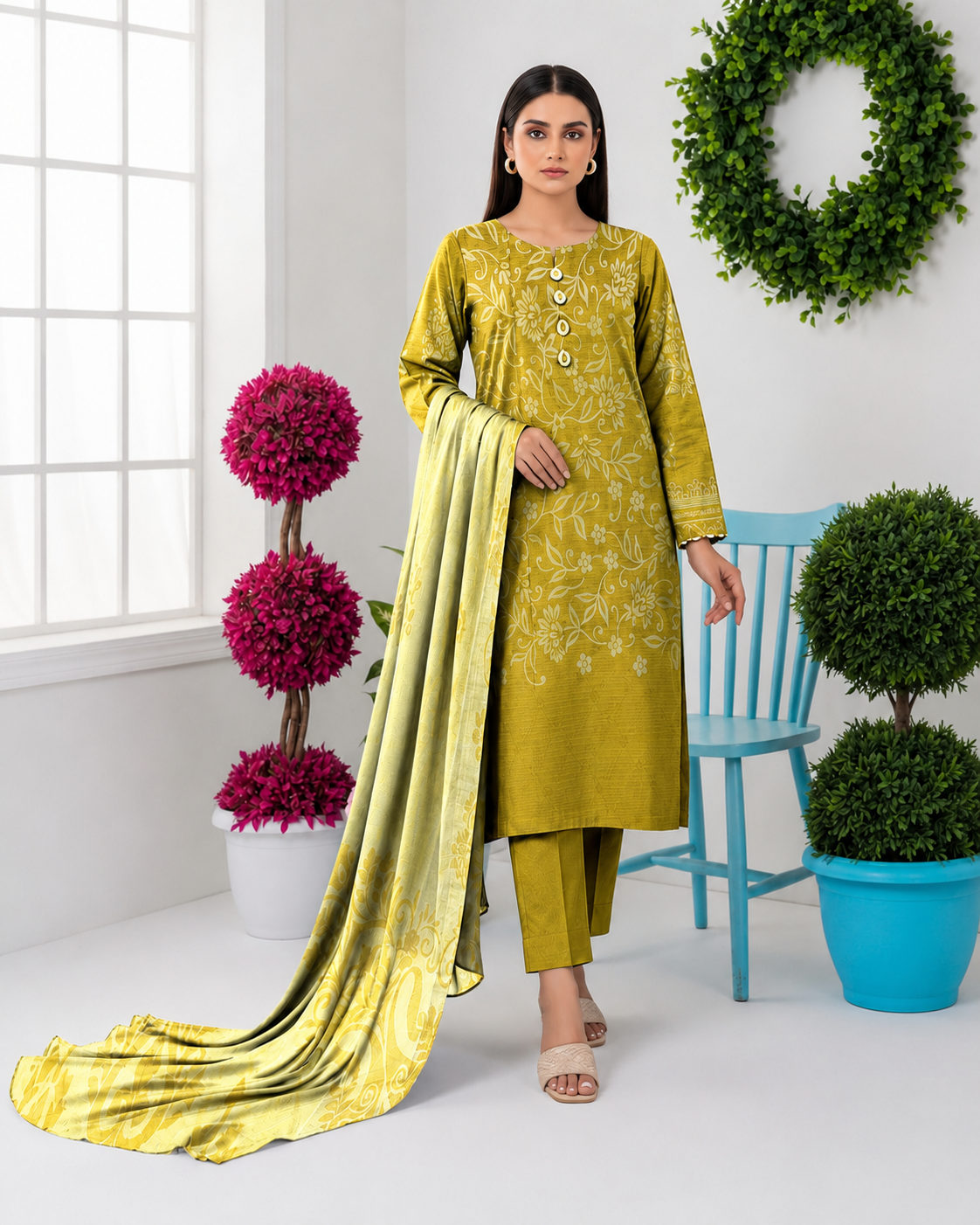 SAPPHIRE | Opulence Chamki Lawn – Premium 3-Piece