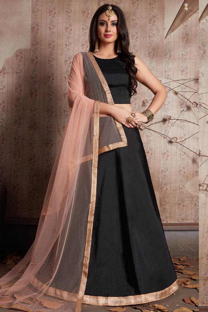 Black Silk Eid Lehenga & Choli