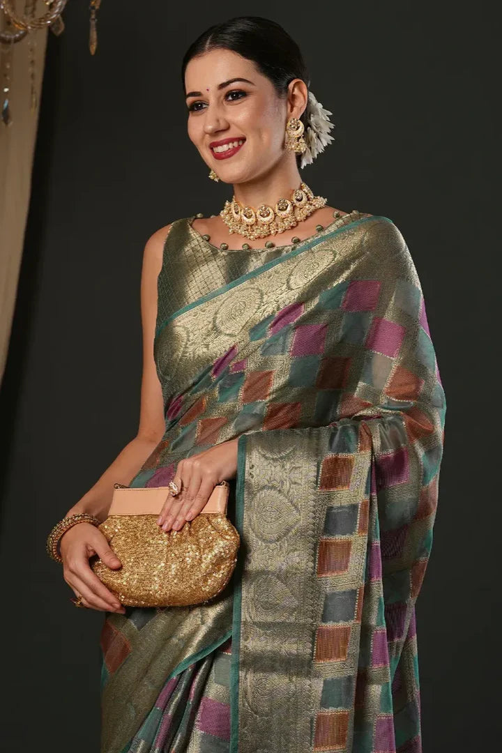 Woven Design Organza Saree