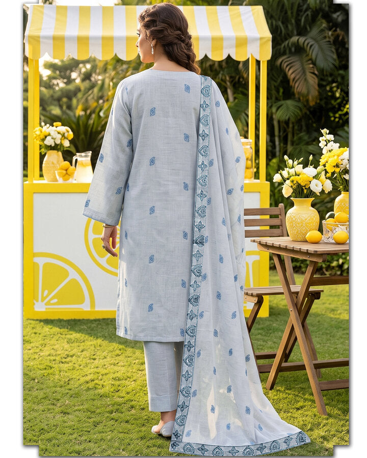 Ice Blue Embroidered